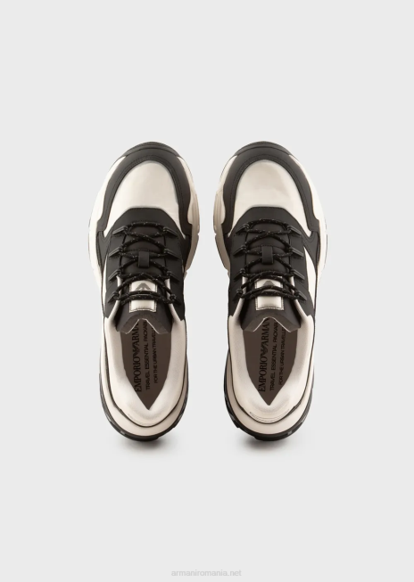 bărbați R802G1934 adidași din cauciuc și nailon Armani negru