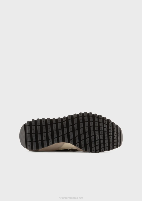 bărbați R802G1939 adidasi din piele intoarsa si plasa Armani bej