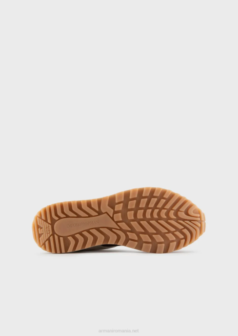 bărbați R802G1942 colecție sustenabilă crust piele și adidași eco-nylon Armani albastru