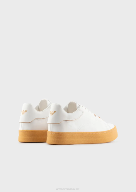 bărbați R802G1944 adidași din piele reciclată de colecție durabilă Armani alb