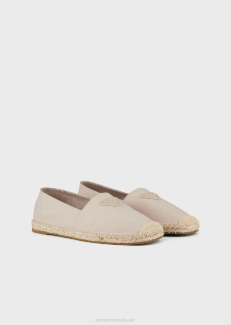 bărbați R802G1008 espadrile de pânză cu plasture vultur Armani bej