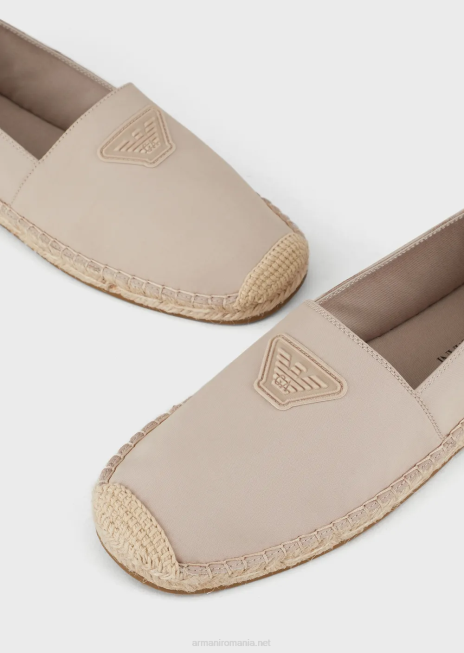 bărbați R802G1008 espadrile de pânză cu plasture vultur Armani bej