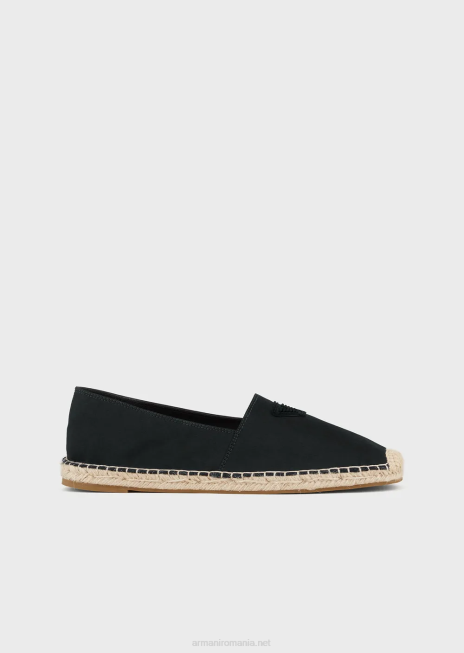 bărbați R802G1009 espadrile de pânză cu plasture vultur Armani negru