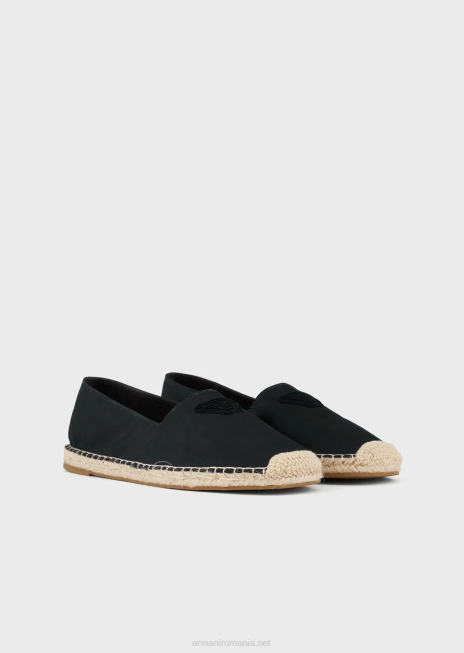 bărbați R802G1009 espadrile de pânză cu plasture vultur Armani negru