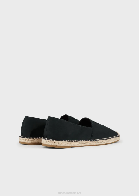 bărbați R802G1009 espadrile de pânză cu plasture vultur Armani negru