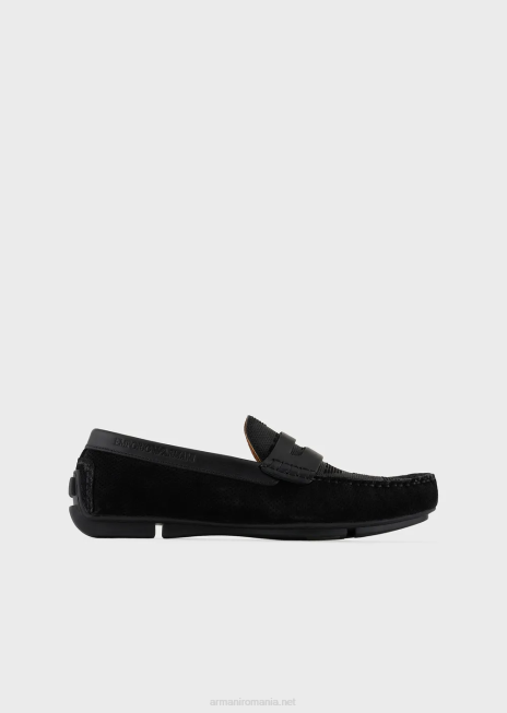bărbați R802G1838 pantofi de șofer din piele intoarsa Armani negru