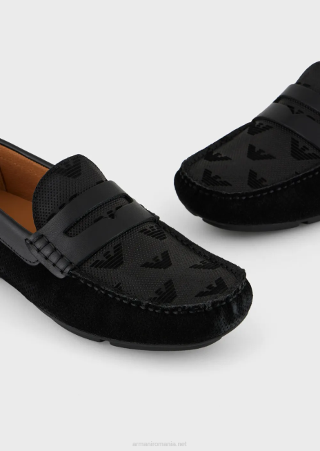 bărbați R802G1838 pantofi de șofer din piele intoarsa Armani negru