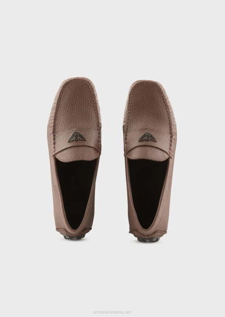 bărbați R802G1841 pantofi de șofer din piele prăbușită Armani piele de bivol