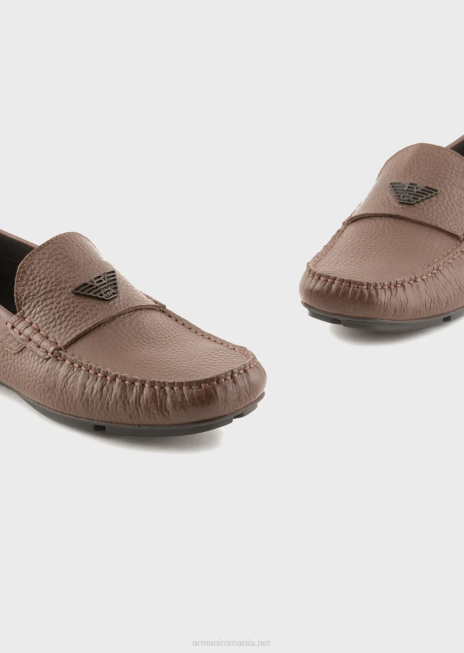 bărbați R802G1841 pantofi de șofer din piele prăbușită Armani piele de bivol