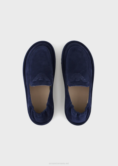 bărbați R802G1844 mocasini de piele intoarsa cu vultur supradimensionat Armani albastru