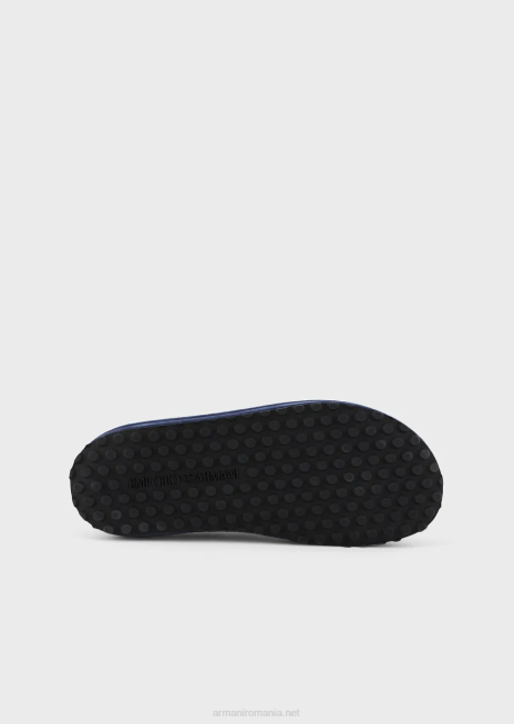 bărbați R802G1844 mocasini de piele intoarsa cu vultur supradimensionat Armani albastru