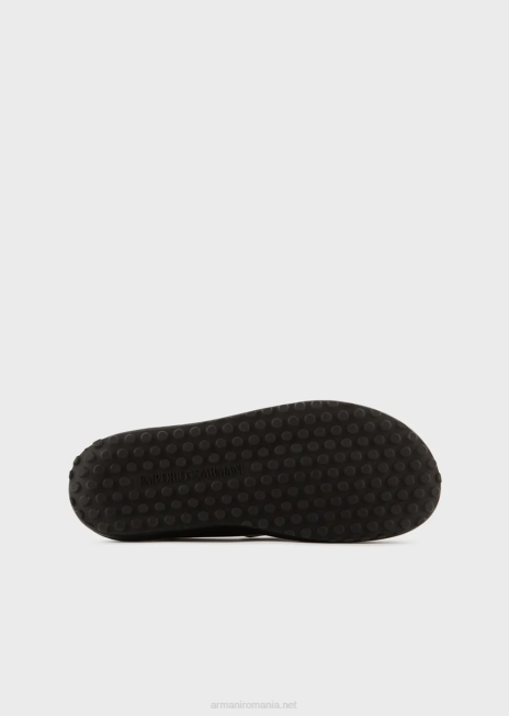 bărbați R802G1845 mocasini din piele napa cu vultur supradimensionat Armani negru