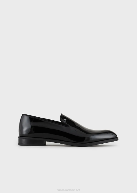bărbați R802G1846 mocasini din piele lacuita Armani negru