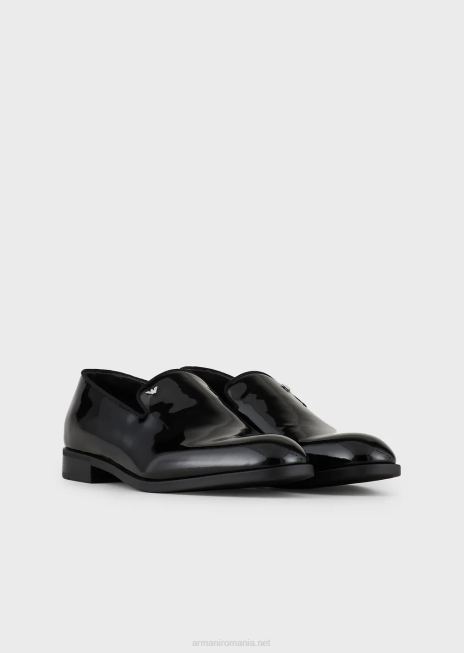 bărbați R802G1846 mocasini din piele lacuita Armani negru