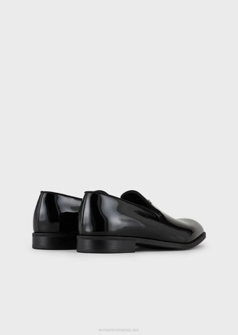 bărbați R802G1846 mocasini din piele lacuita Armani negru