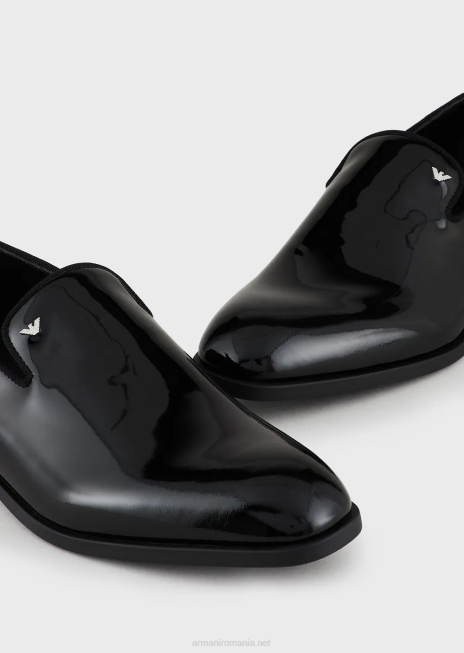 bărbați R802G1846 mocasini din piele lacuita Armani negru