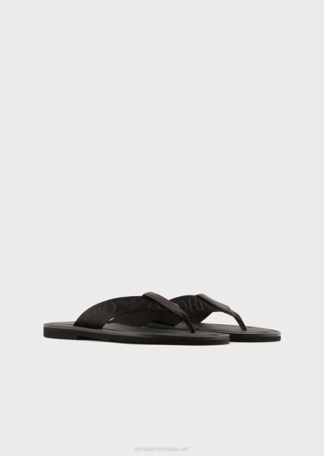 bărbați R802G1853 sandale cu bandă cu logo Armani negru