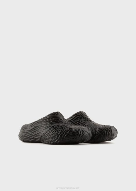 bărbați R802G1860 catâri de cauciuc cu design ondulat Armani negru