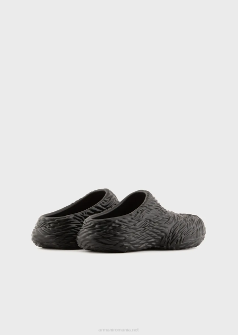 bărbați R802G1860 catâri de cauciuc cu design ondulat Armani negru