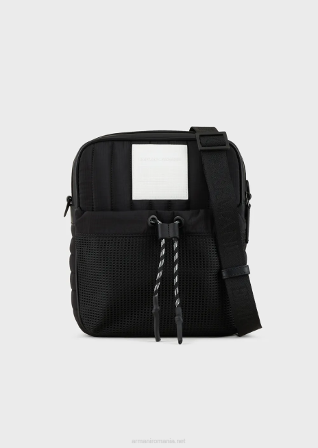 bărbați R802G1972 geantă tip crossbody din nylon ripstop, reciclată Armani negru