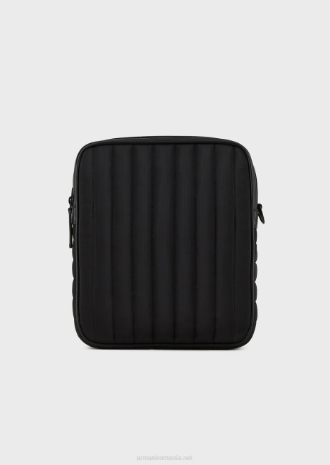 bărbați R802G1972 geantă tip crossbody din nylon ripstop, reciclată Armani negru
