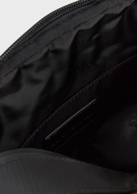 bărbați R802G1972 geantă tip crossbody din nylon ripstop, reciclată Armani negru