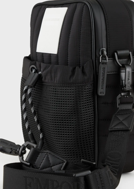 bărbați R802G1972 geantă tip crossbody din nylon ripstop, reciclată Armani negru