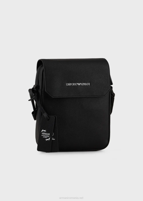 bărbați R802G1983 geantă crossbody din piele regenerată cu imprimeu saffiano Armani