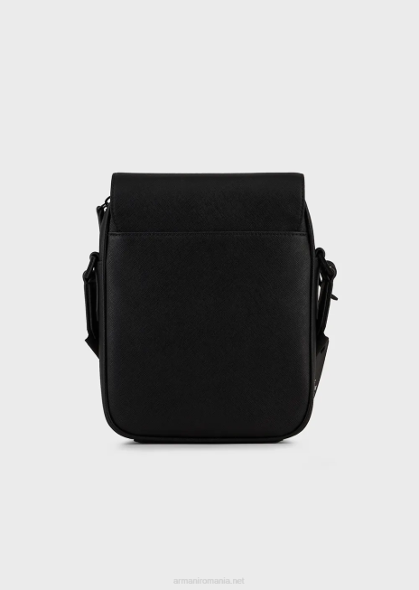 bărbați R802G1983 geantă crossbody din piele regenerată cu imprimeu saffiano Armani