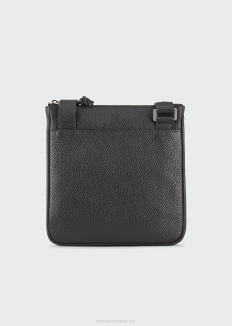 bărbați R802G1986 geantă de umăr din piele plată Armani gri închis