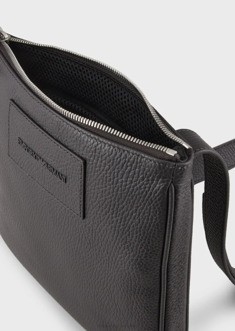 bărbați R802G1986 geantă de umăr din piele plată Armani gri închis