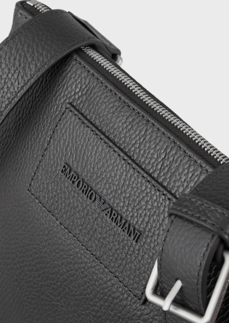 bărbați R802G1986 geantă de umăr din piele plată Armani gri închis