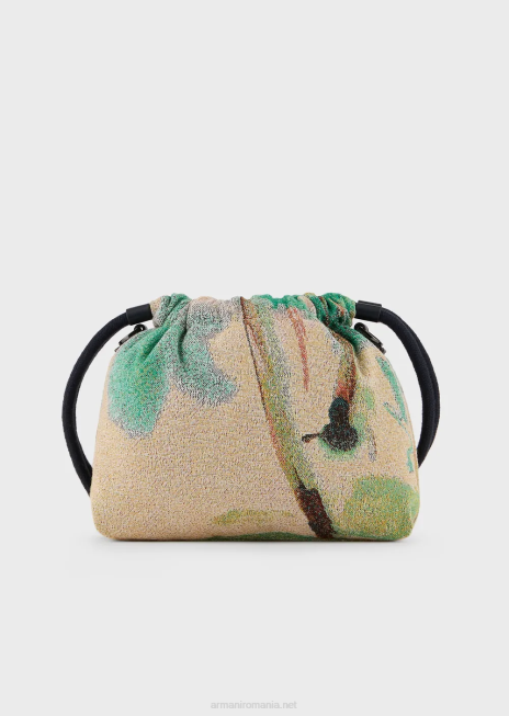 bărbați R802G1987 geantă reversibilă mini din nailon cu imprimeu palmier Armani