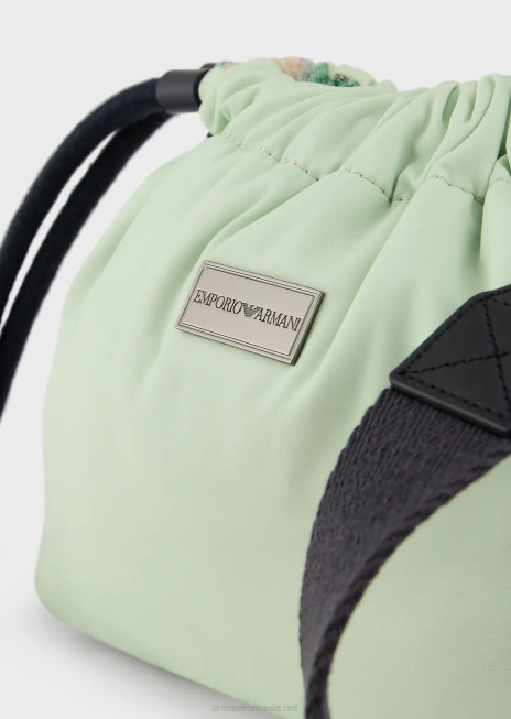 bărbați R802G1987 geantă reversibilă mini din nailon cu imprimeu palmier Armani