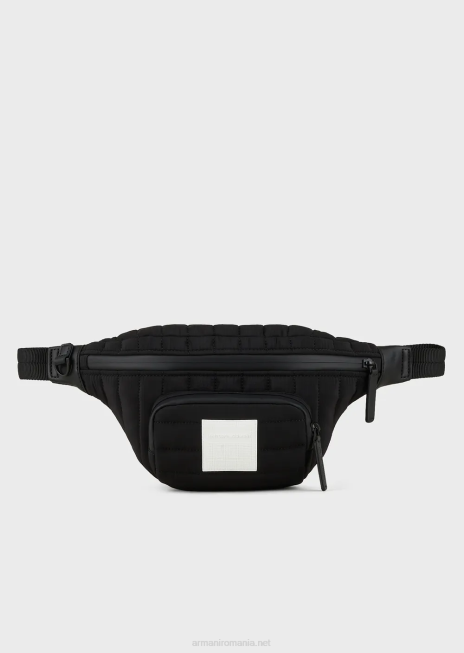 bărbați R802G1965 geantă cu curea din nylon ripstop, reciclată Armani negru