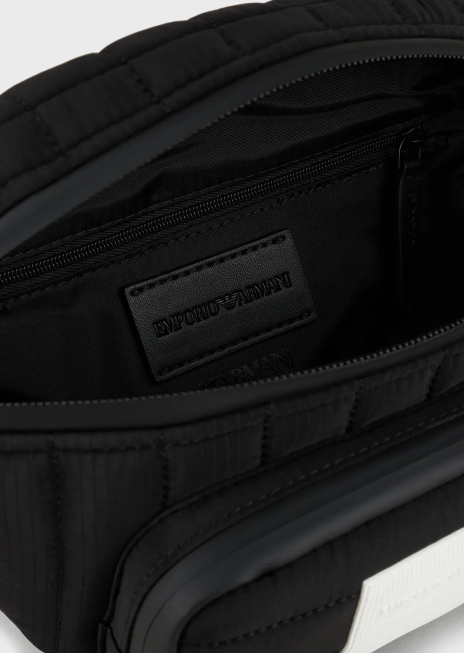 bărbați R802G1965 geantă cu curea din nylon ripstop, reciclată Armani negru