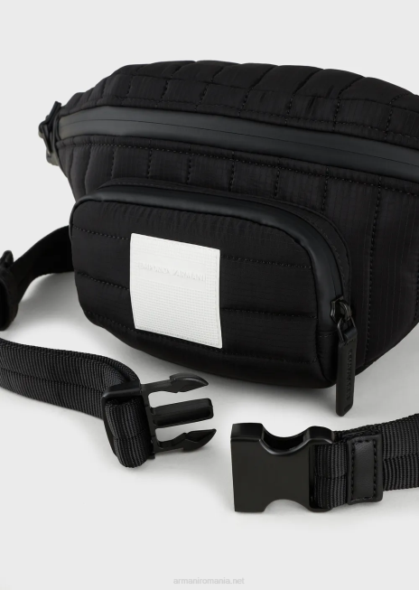 bărbați R802G1965 geantă cu curea din nylon ripstop, reciclată Armani negru