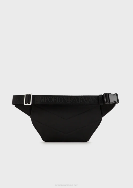 bărbați R802G1967 geantă de curea cu placă de vultur Armani negru