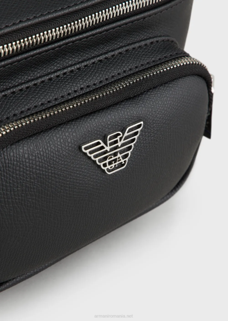 bărbați R802G1967 geantă de curea cu placă de vultur Armani negru