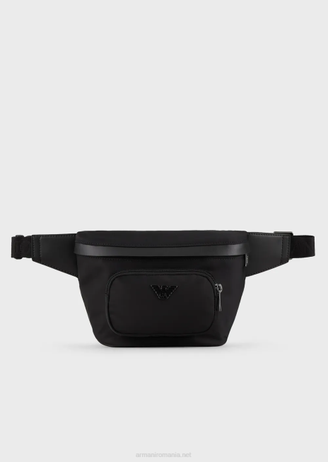 bărbați R802G1968 geantă de curea din nailon reciclat Armani negru