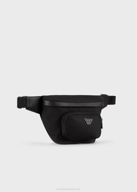 bărbați R802G1968 geantă de curea din nailon reciclat Armani negru