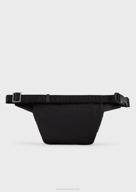 bărbați R802G1968 geantă de curea din nailon reciclat Armani negru