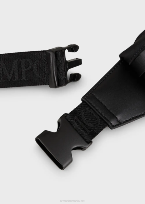 bărbați R802G1968 geantă de curea din nailon reciclat Armani negru