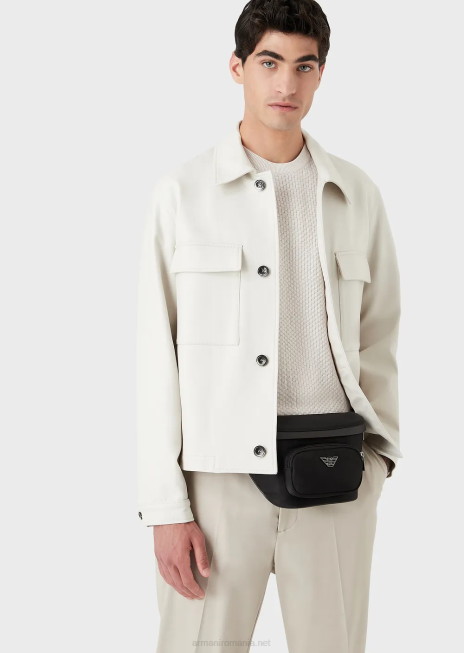 bărbați R802G1968 geantă de curea din nailon reciclat Armani negru