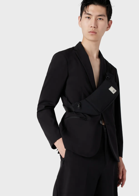 bărbați R802G1969 geantă de curea din nailon impermeabilă travel essentials Armani logo negru