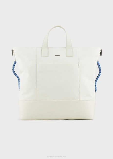 bărbați R802G1988 geantă shopper din twill reciclat cu detalii din piele Armani