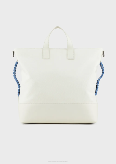 bărbați R802G1988 geantă shopper din twill reciclat cu detalii din piele Armani