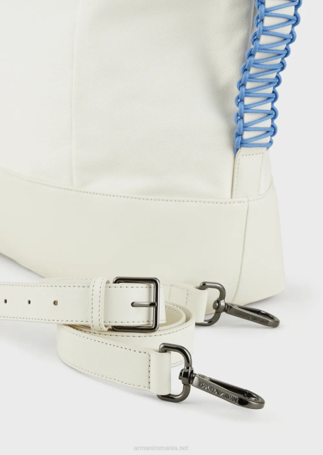 bărbați R802G1988 geantă shopper din twill reciclat cu detalii din piele Armani