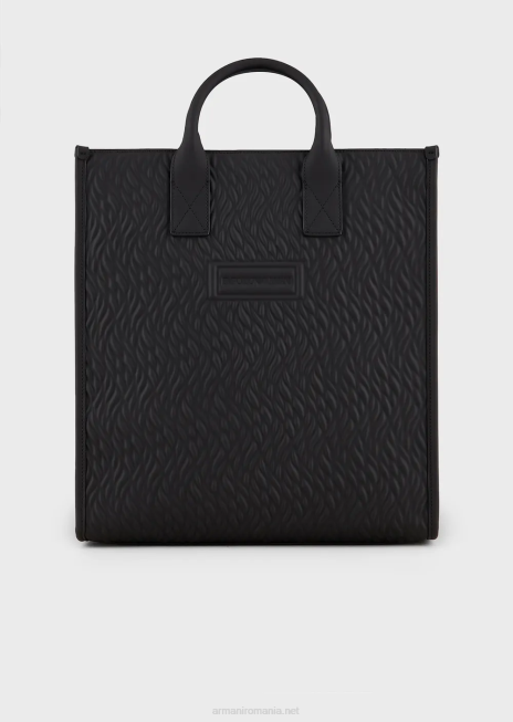 bărbați R802G1990 geantă shopper din cauciuc cu design ondulat Armani