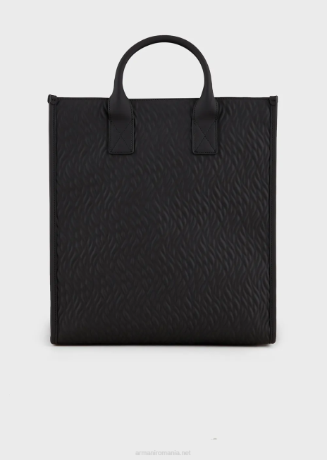 bărbați R802G1990 geantă shopper din cauciuc cu design ondulat Armani